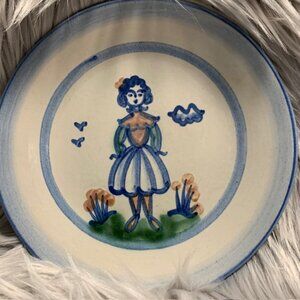 M.A. Hadley Country Scene Blue Farmers Wife Dessert Salad Plate 7 5/8"